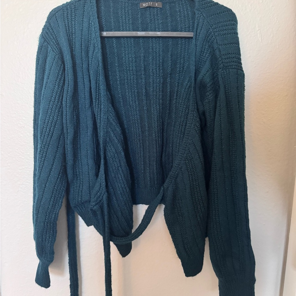 MOTF Teal Women's Wrap Knit Cardigan